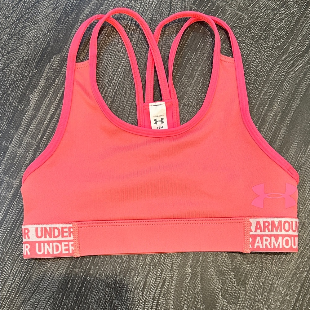 Under Armour Coral-Pink Girls' Strappy Sports Bra